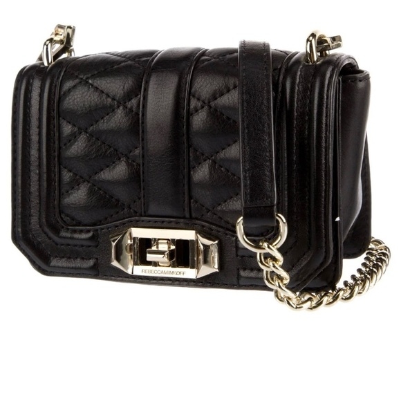 New Rebecca Minkoff Mini Love Leather Crossbody Shoulder Bag Black - Picture 2 of 6